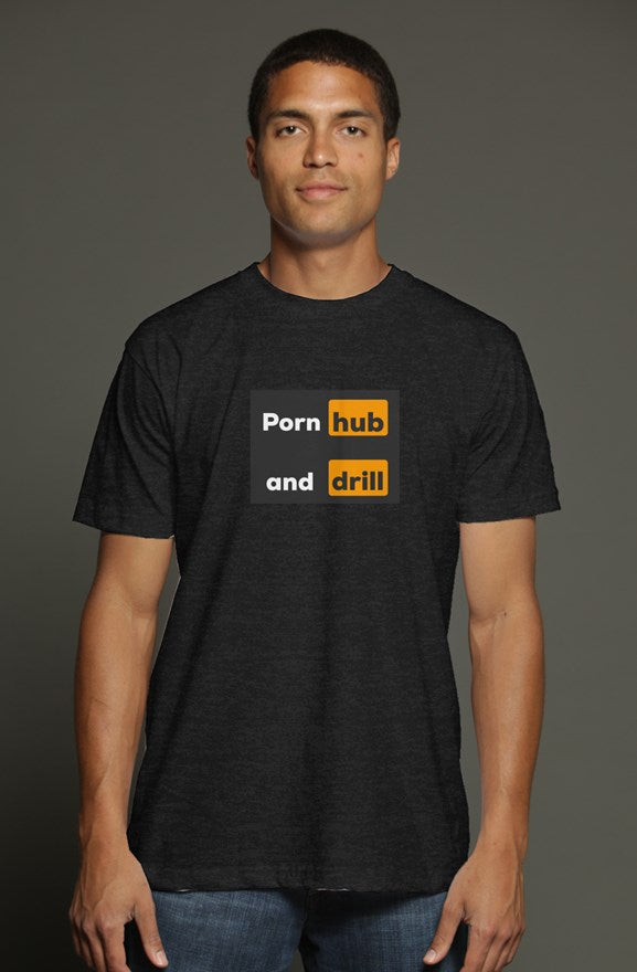 Pornhub & Drill triblend t shirt charcoal