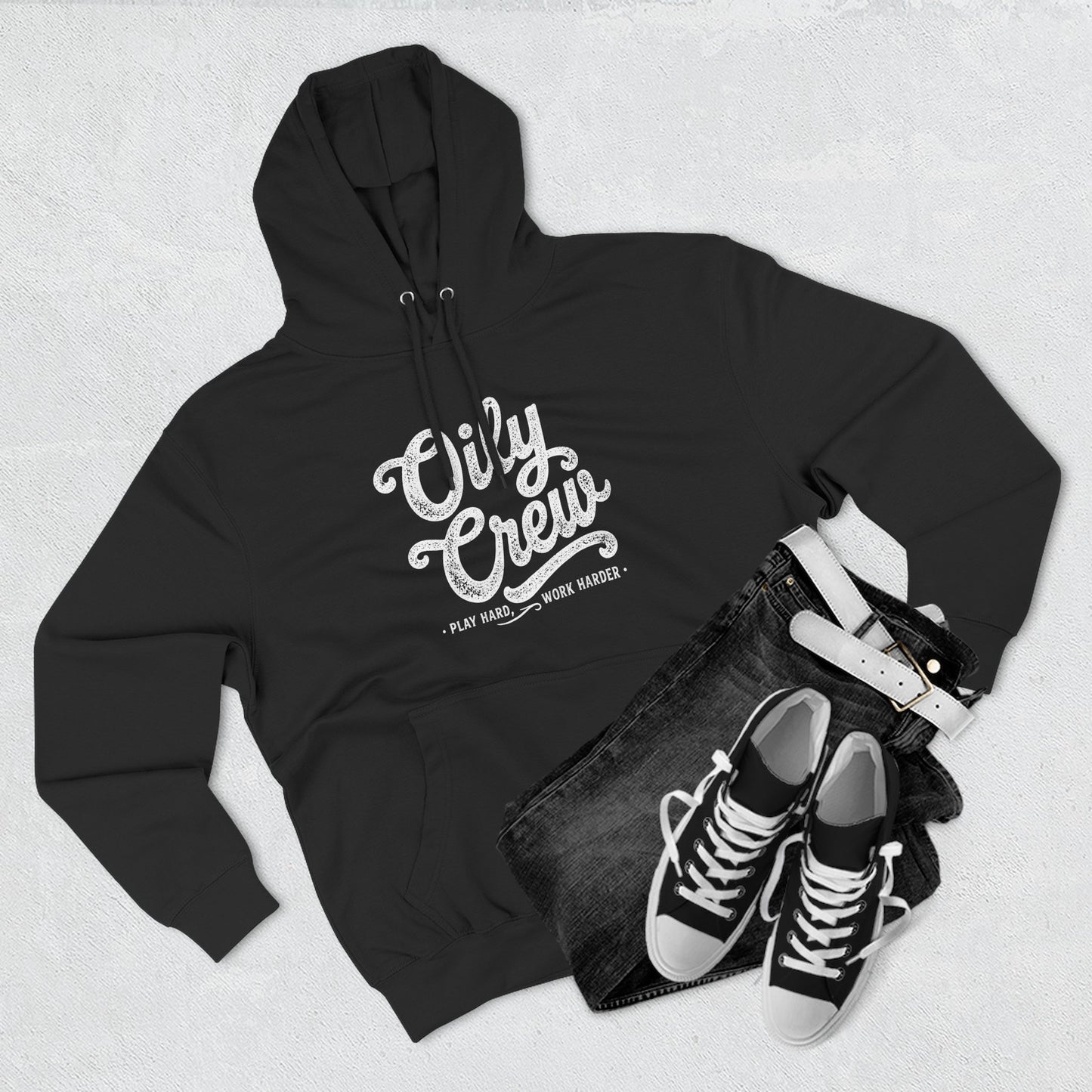 Oily Crew Hoodie – Vintage Script