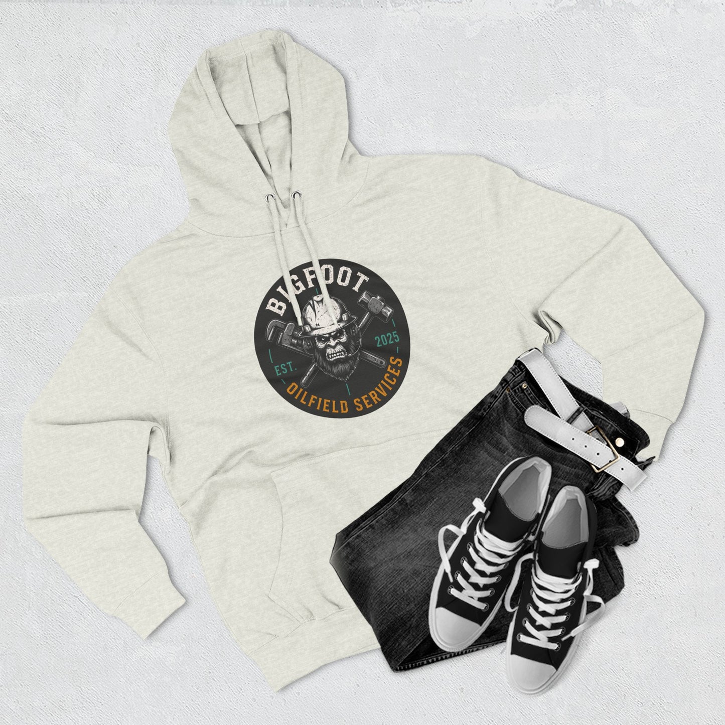 Bigfoot Oilfield Services Hoodie – Vintage Sasquatch Logo Fleece Pullover