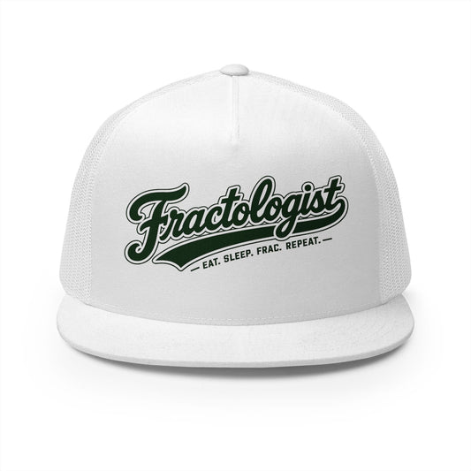 “Fractologist” Retro Script Mesh Snapback Hat (Eat. Sleep. Frac. Repeat.)