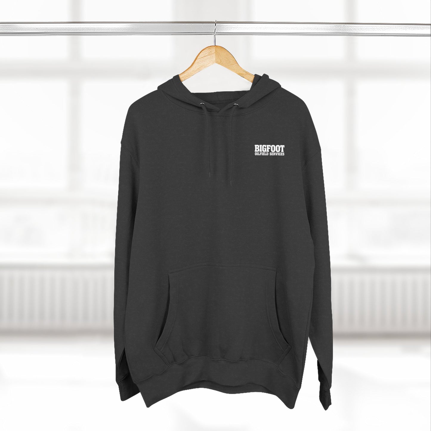 Bigfoot Oilfield Services Hoodie — Retro Skull Hardhat Logo Fleece Pullover