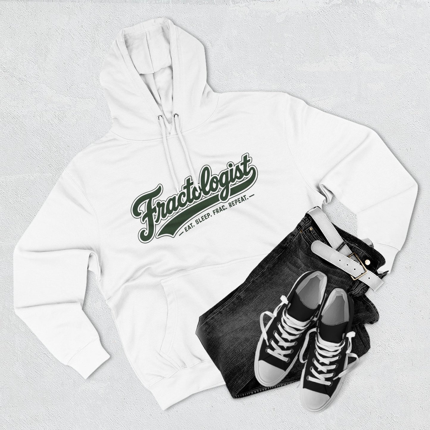 Fractologist Hoodie - Retro Script ‘Eat. Sleep. Frac. Repeat.’ Fleece Pullover