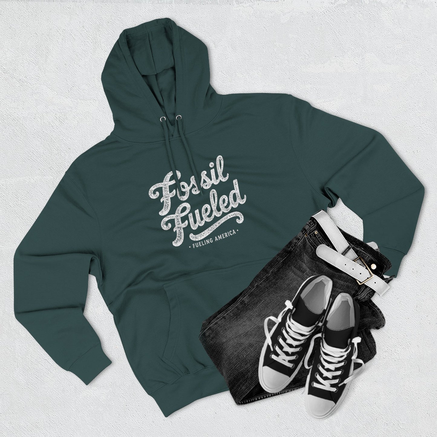 Fossil Fueled Hoodie Retro Script