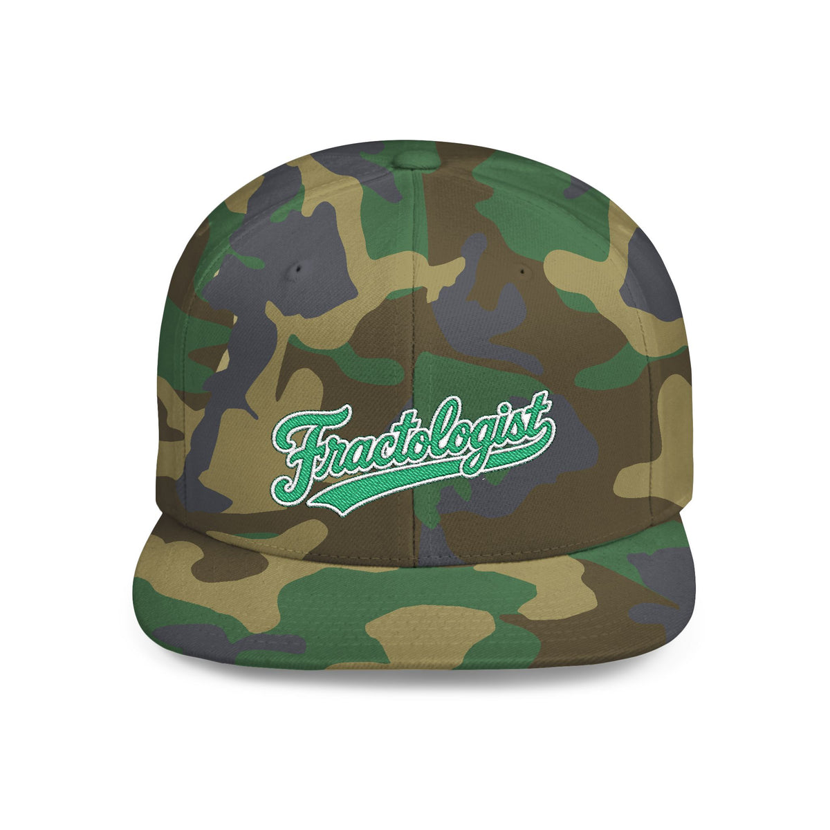 Fractologist Snapback Hat — Retro Script Flat-Bill Baseball Cap