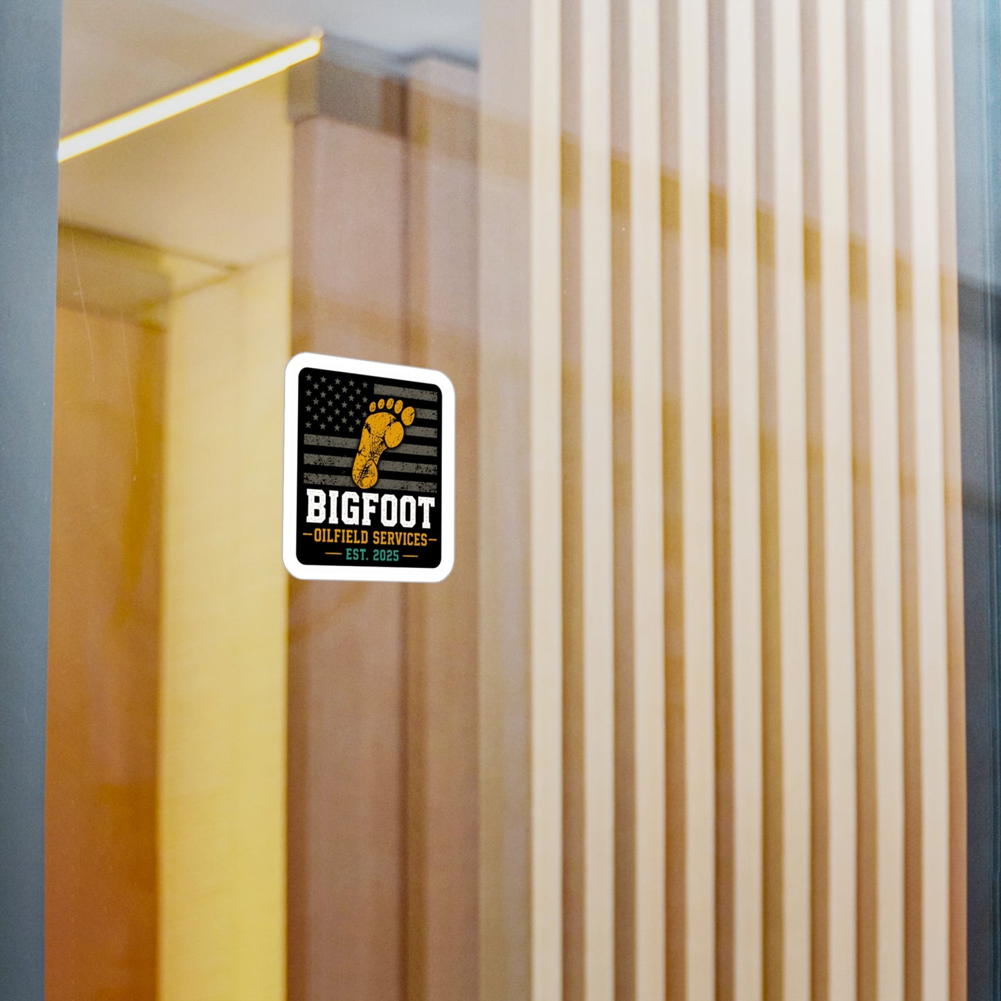 Bigfoot Oilfield Services - Vinyl Sticker — Vintage American Flag Footprint Design (Est. 2025)