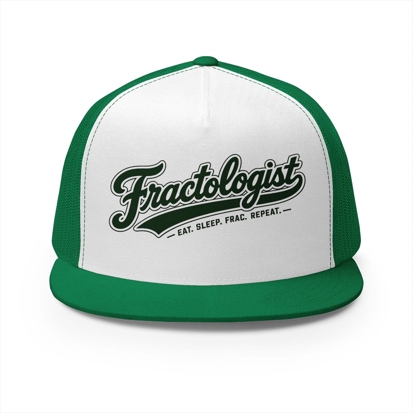 “Fractologist” Retro Script Mesh Snapback Hat (Eat. Sleep. Frac. Repeat.)