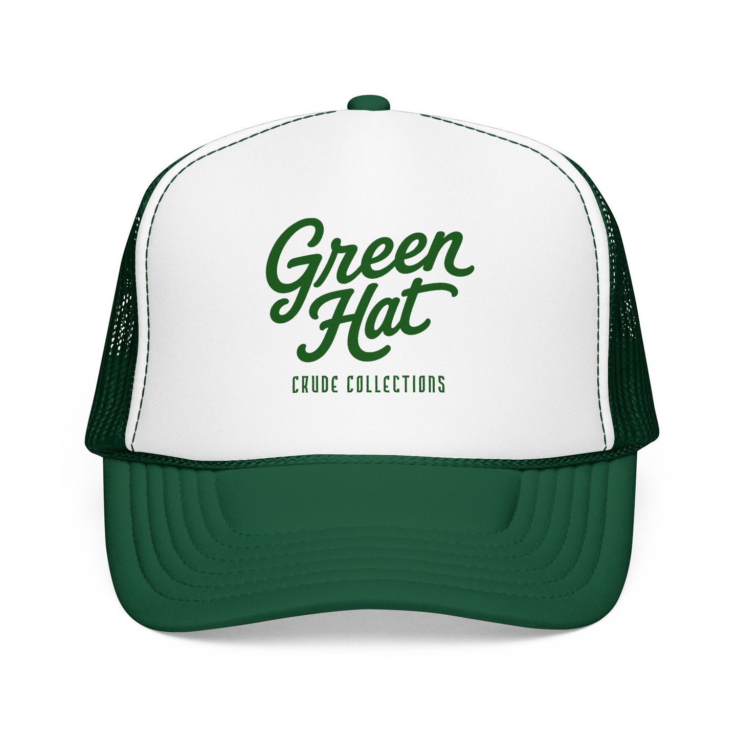 Green Hat Trucker Cap — Retro Foam Mesh