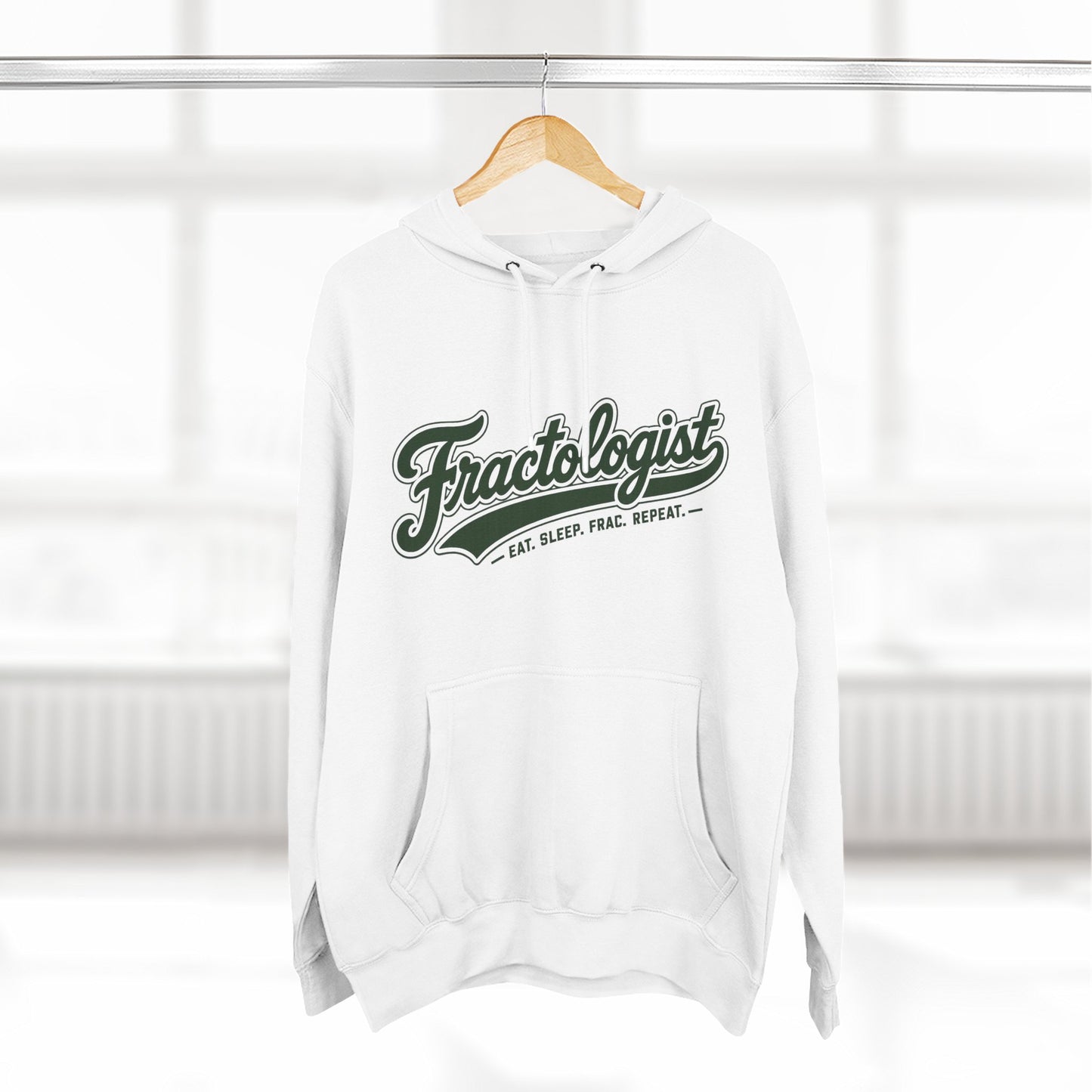 Fractologist Hoodie - Retro Script ‘Eat. Sleep. Frac. Repeat.’ Fleece Pullover