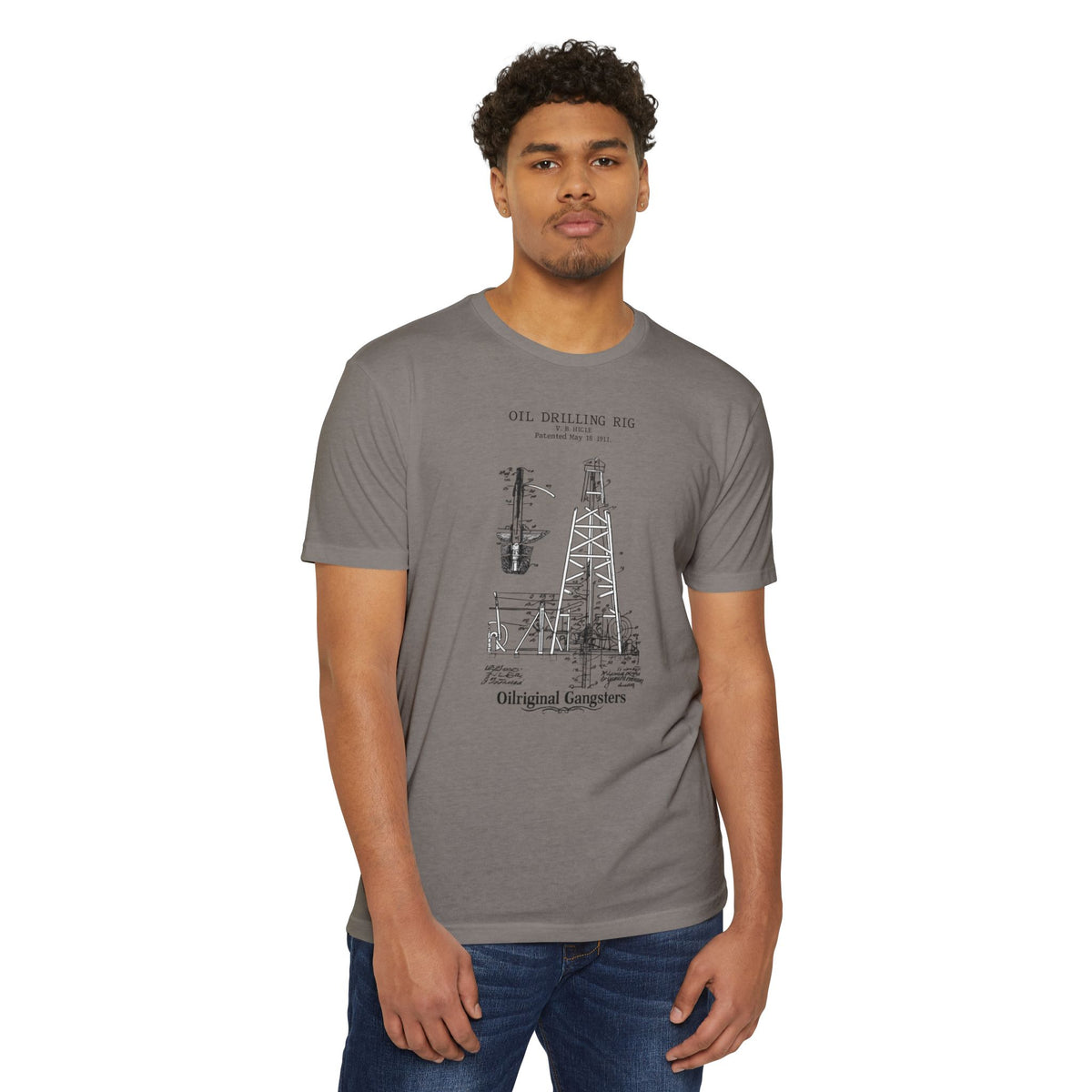 Oil Drilling Rig Vintage Diagram T‑Shirt