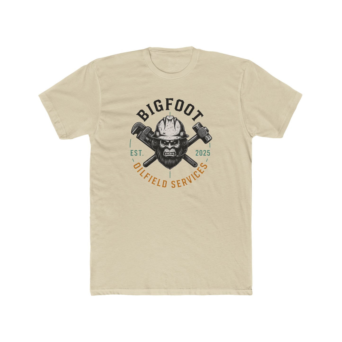 Bigfoot Oilfield Services — Vintage Skull & Crossed Hammers Work T-Shirt