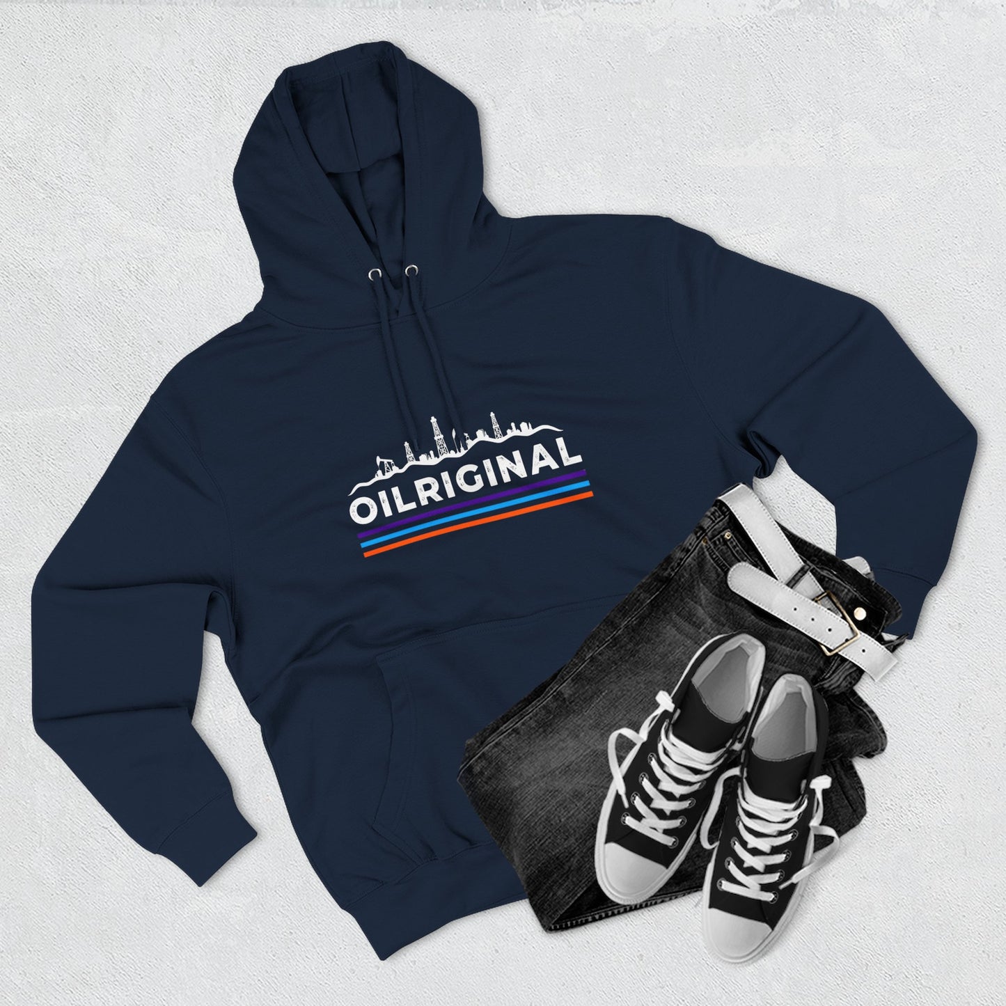 OILRIGINAL Skyline Hoodie with Retro Stripes