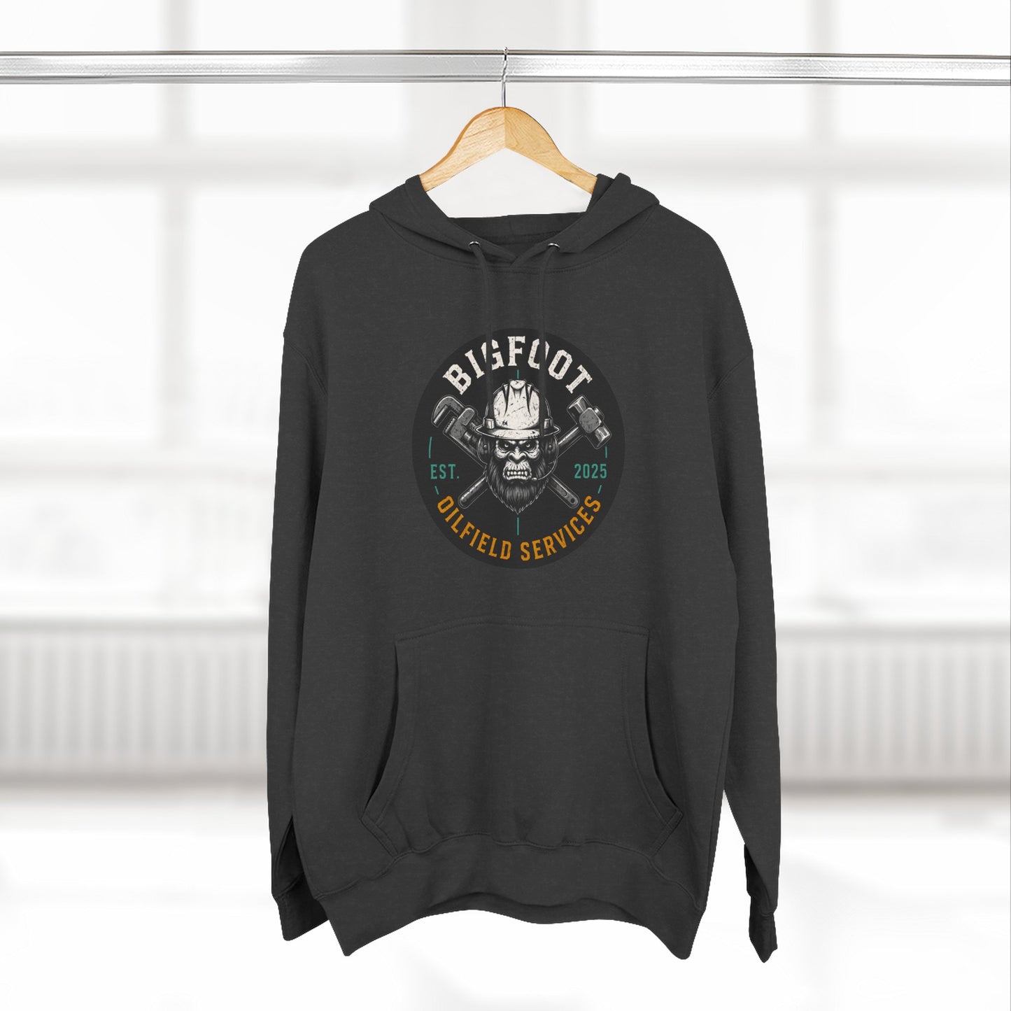 Bigfoot Oilfield Services Hoodie – Vintage Sasquatch Logo Fleece Pullover