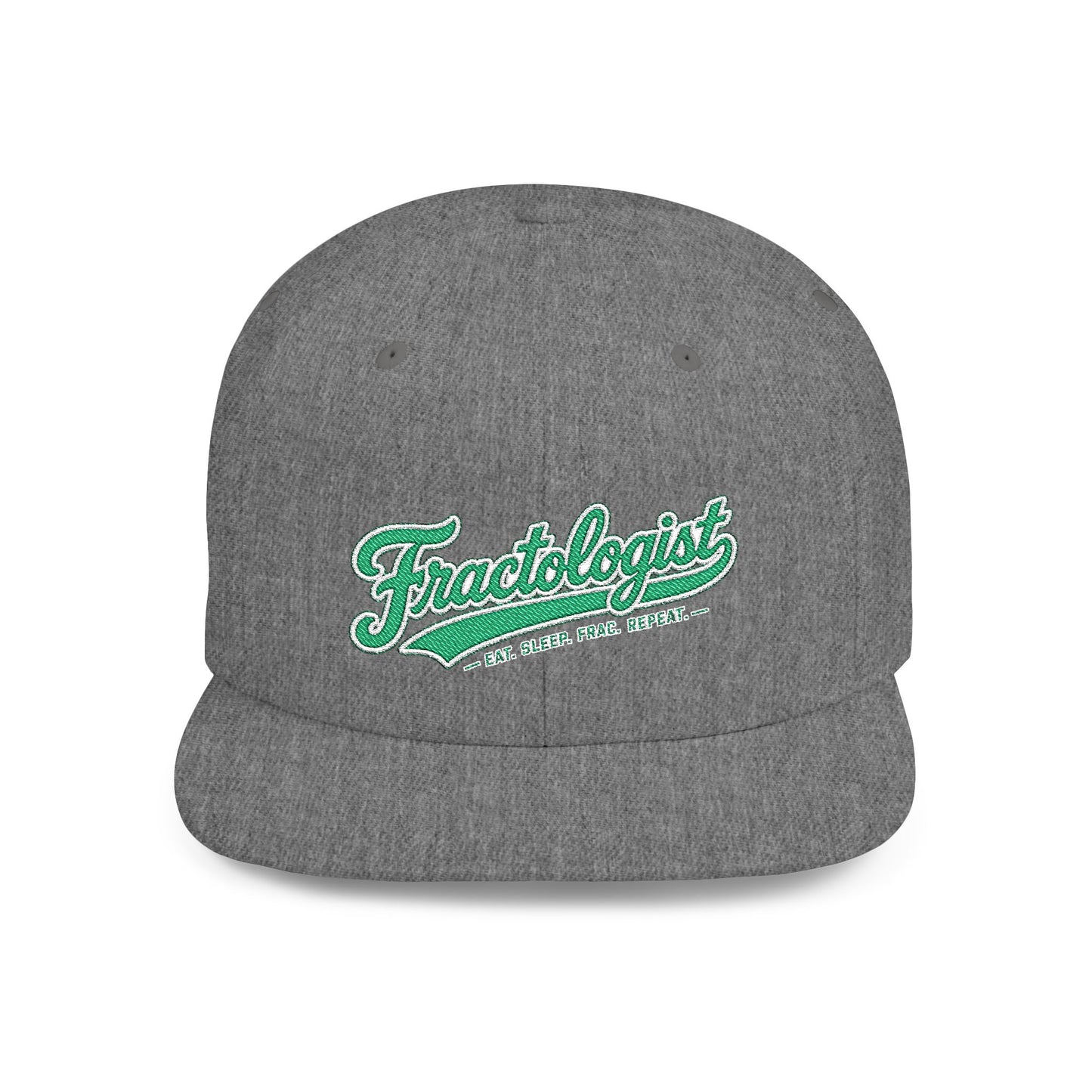 Fractologist Snapback Hat — Retro Script Flat-Bill Baseball Cap