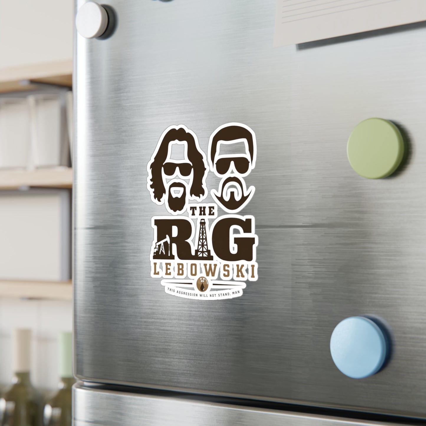 The Rig Lebowski Retro Oil Rig & Faces - Vinyl Stickers