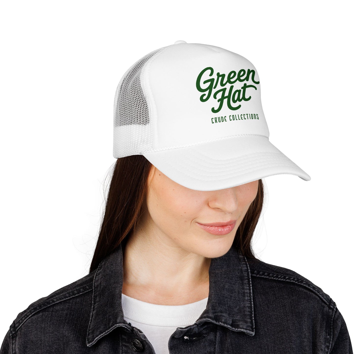 Green Hat Trucker Cap — Retro Foam Mesh