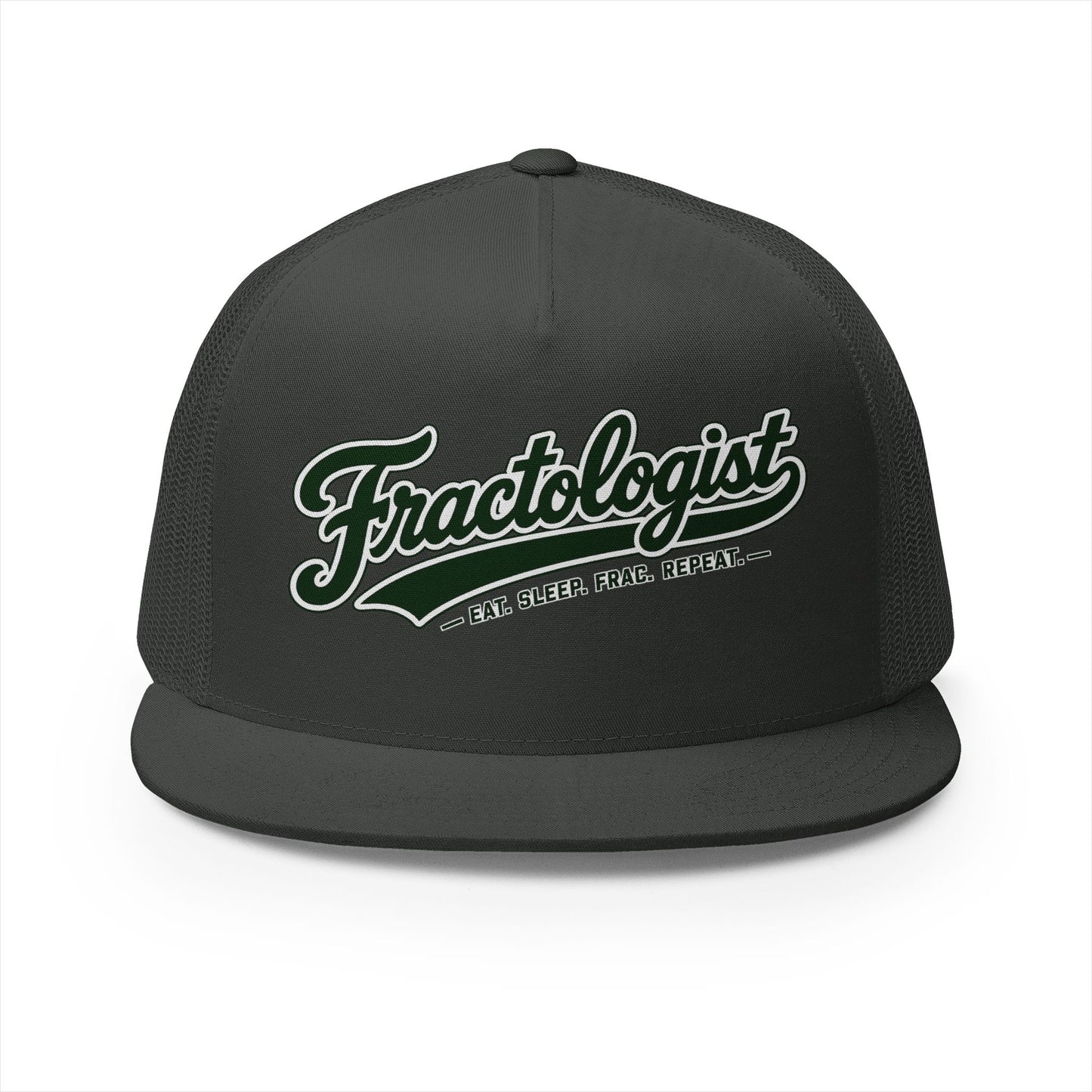 “Fractologist” Retro Script Mesh Snapback Hat (Eat. Sleep. Frac. Repeat.)