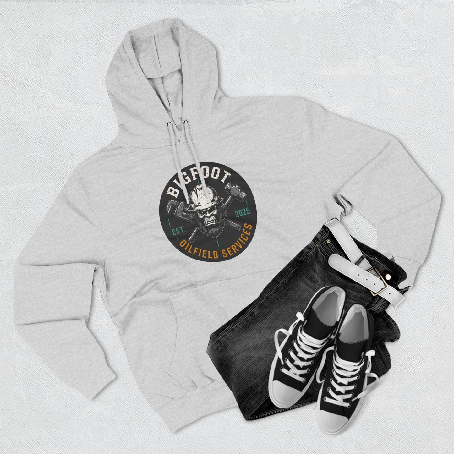 Bigfoot Oilfield Services Hoodie – Vintage Sasquatch Logo Fleece Pullover