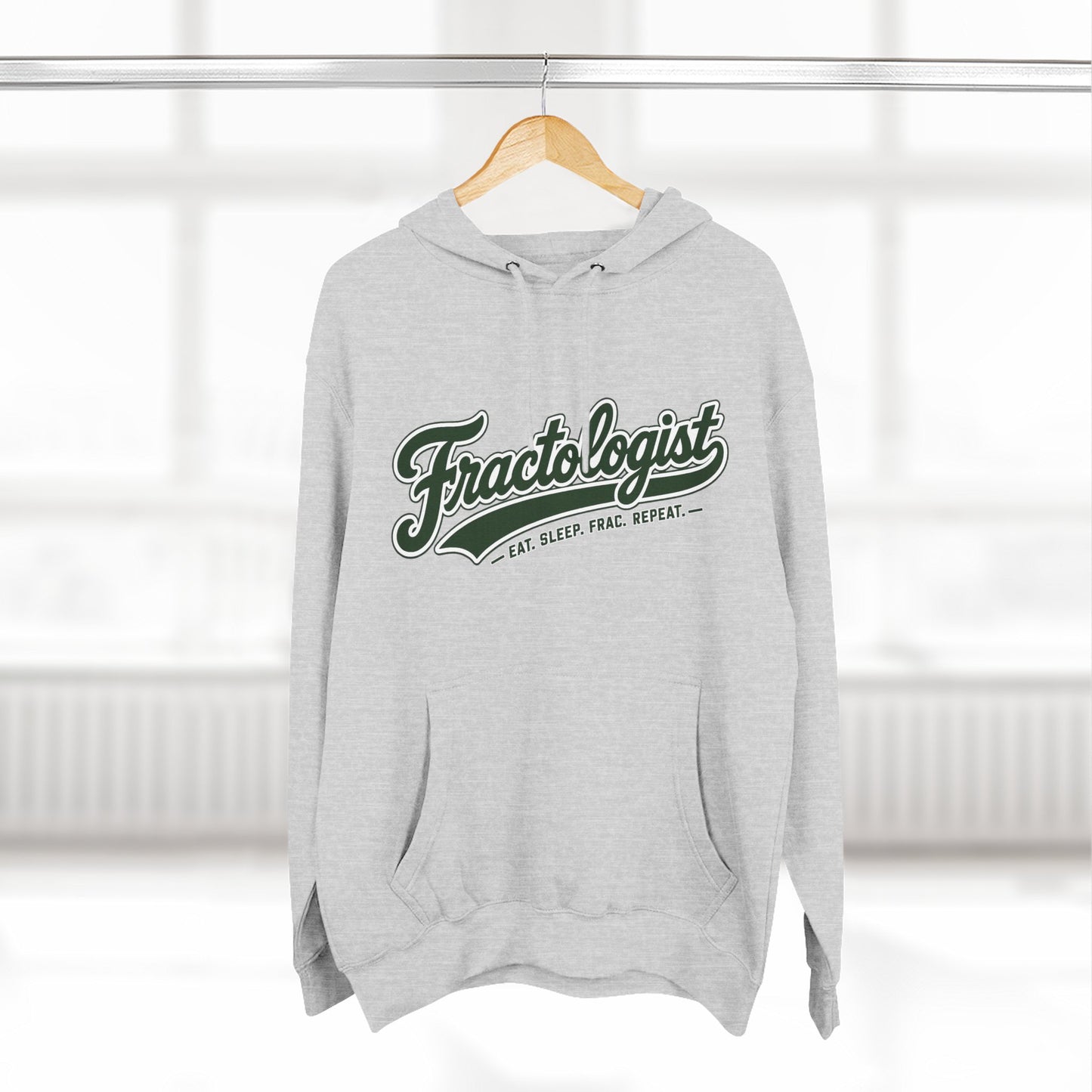 Fractologist Hoodie - Retro Script ‘Eat. Sleep. Frac. Repeat.’ Fleece Pullover