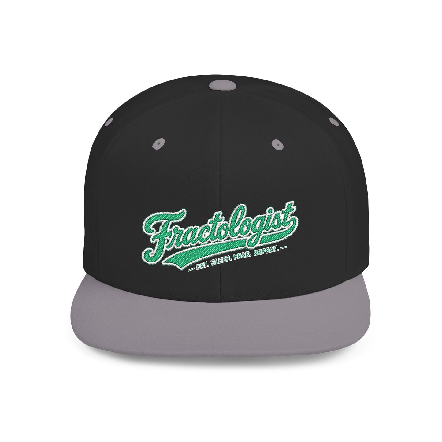 Fractologist Snapback Hat — Retro Script Flat-Bill Baseball Cap