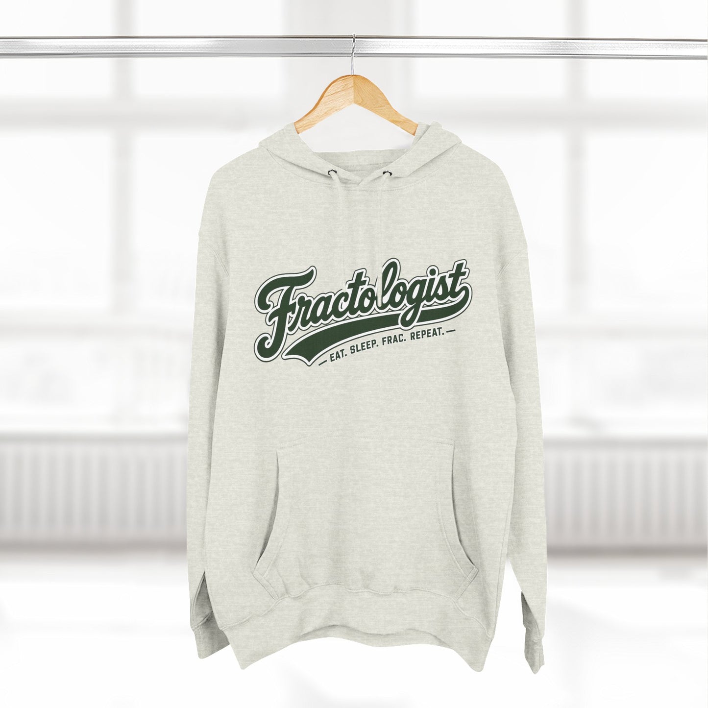 Fractologist Hoodie - Retro Script ‘Eat. Sleep. Frac. Repeat.’ Fleece Pullover