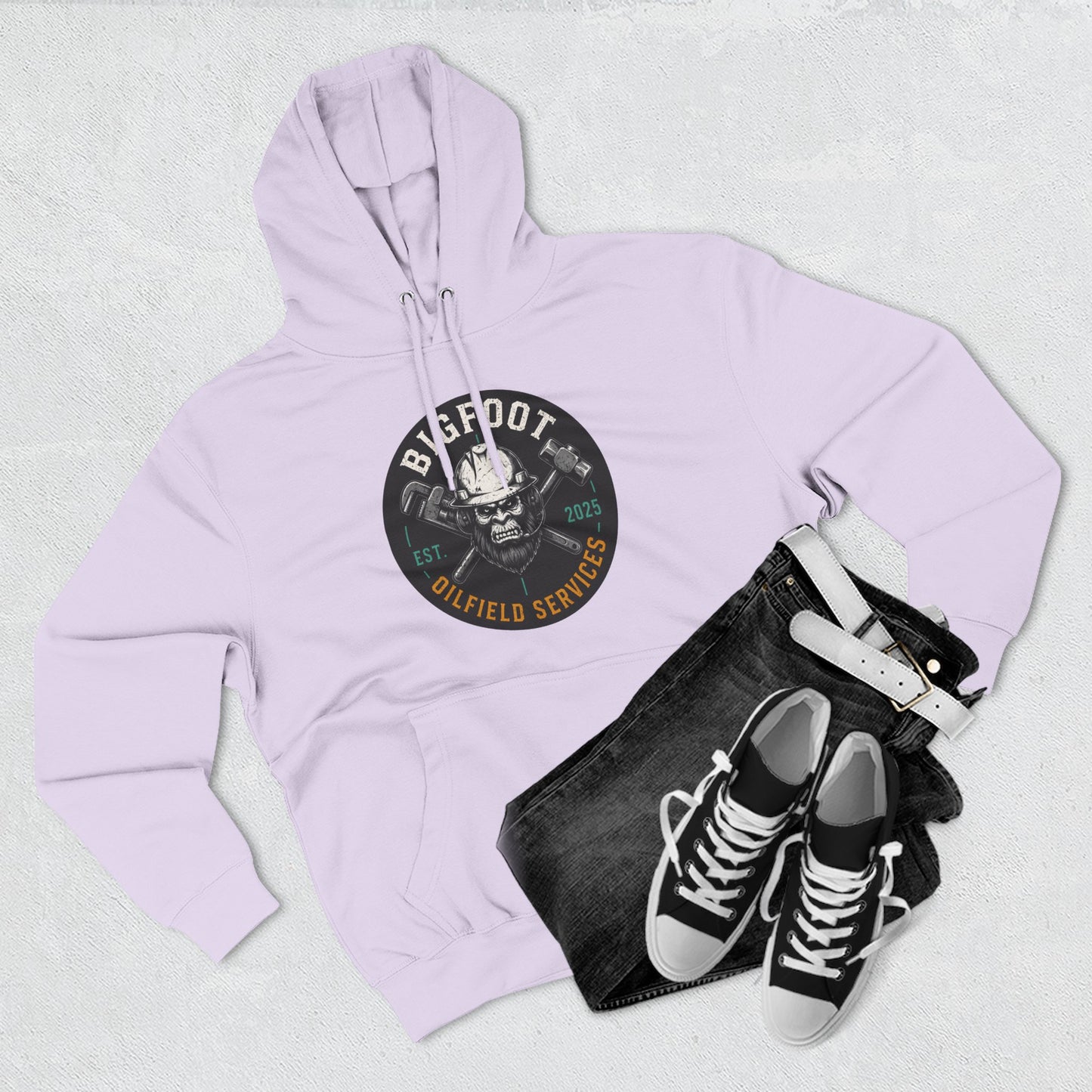 Bigfoot Oilfield Services Hoodie – Vintage Sasquatch Logo Fleece Pullover