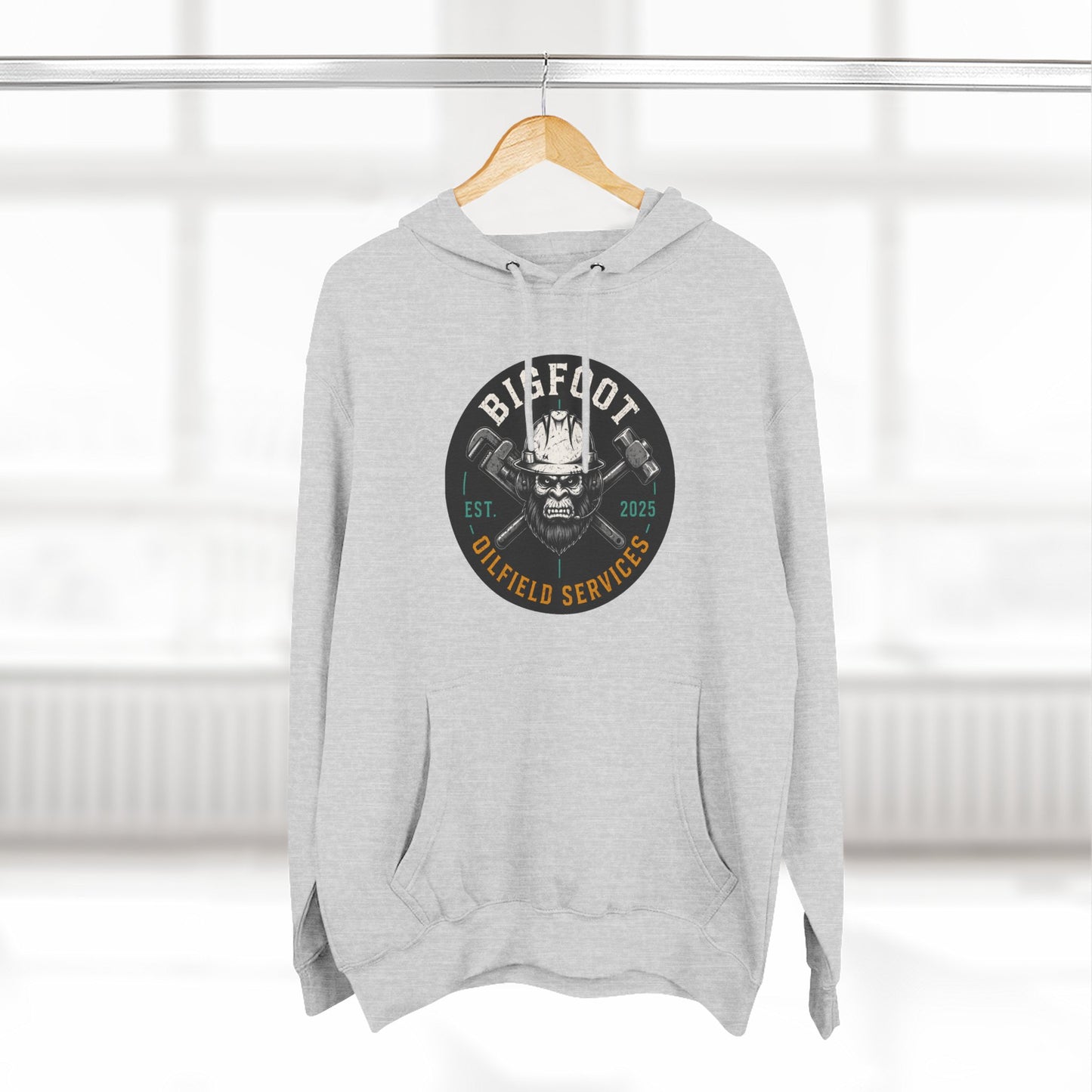 Bigfoot Oilfield Services Hoodie – Vintage Sasquatch Logo Fleece Pullover