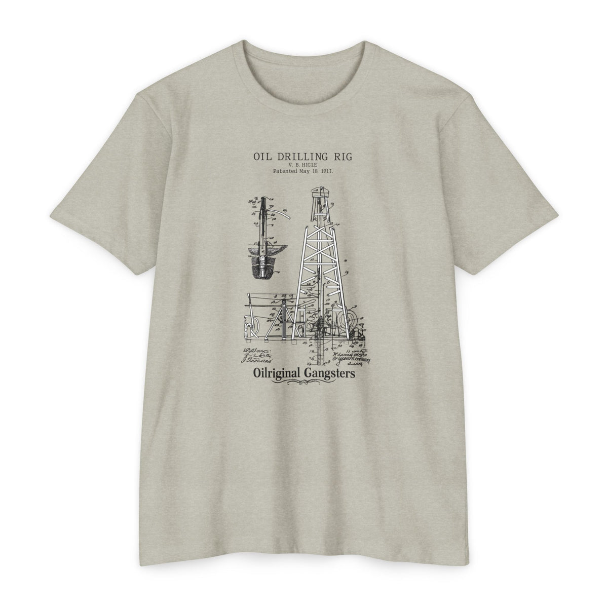 Oil Drilling Rig Vintage Diagram T‑Shirt