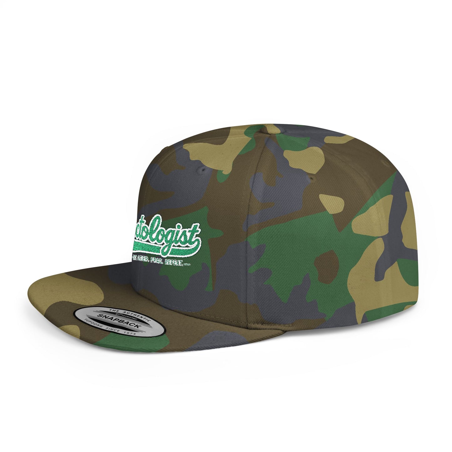 Fractologist Snapback Hat — Retro Script Flat-Bill Baseball Cap