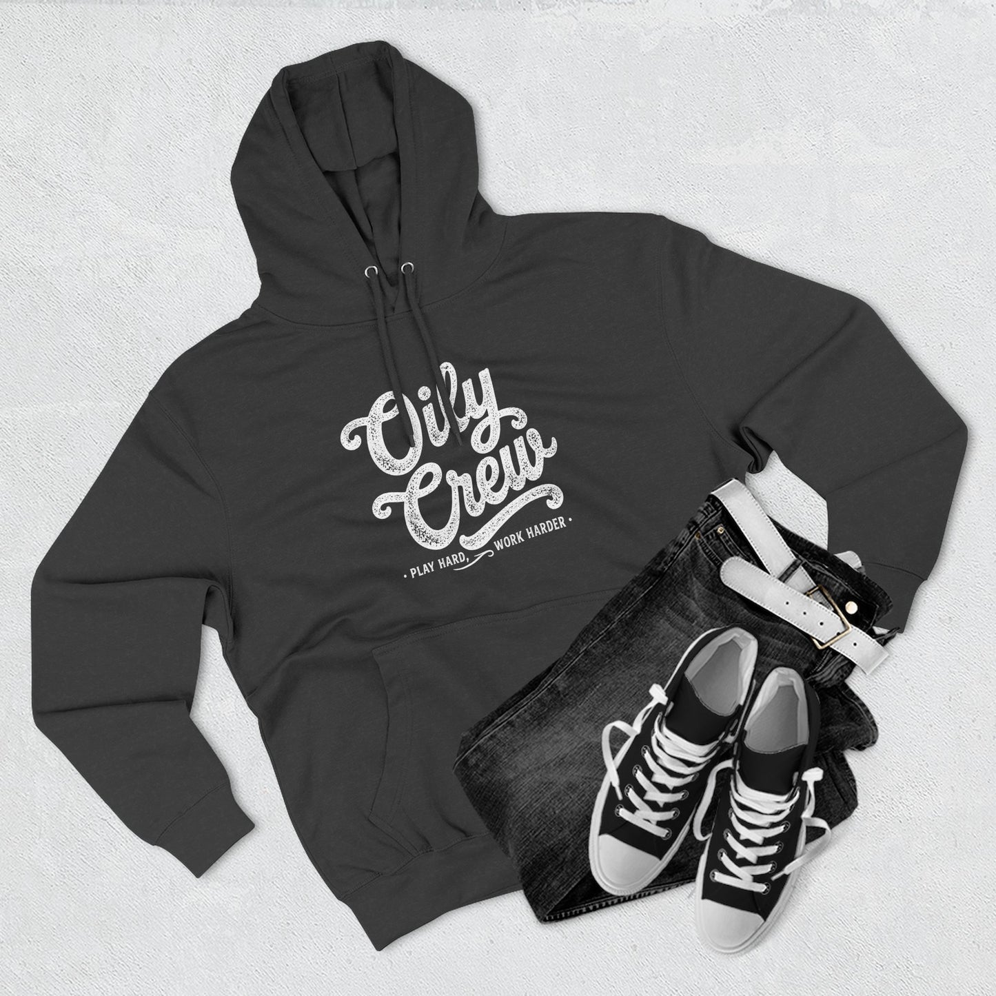 Oily Crew Hoodie – Vintage Script