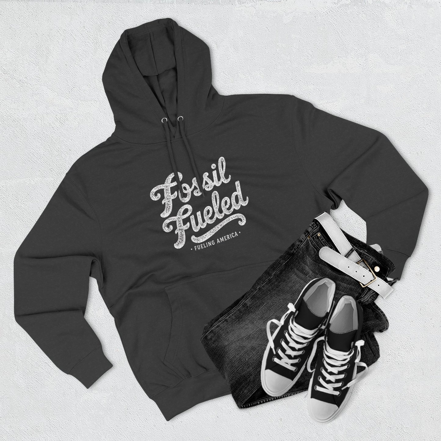 Fossil Fueled Hoodie Retro Script