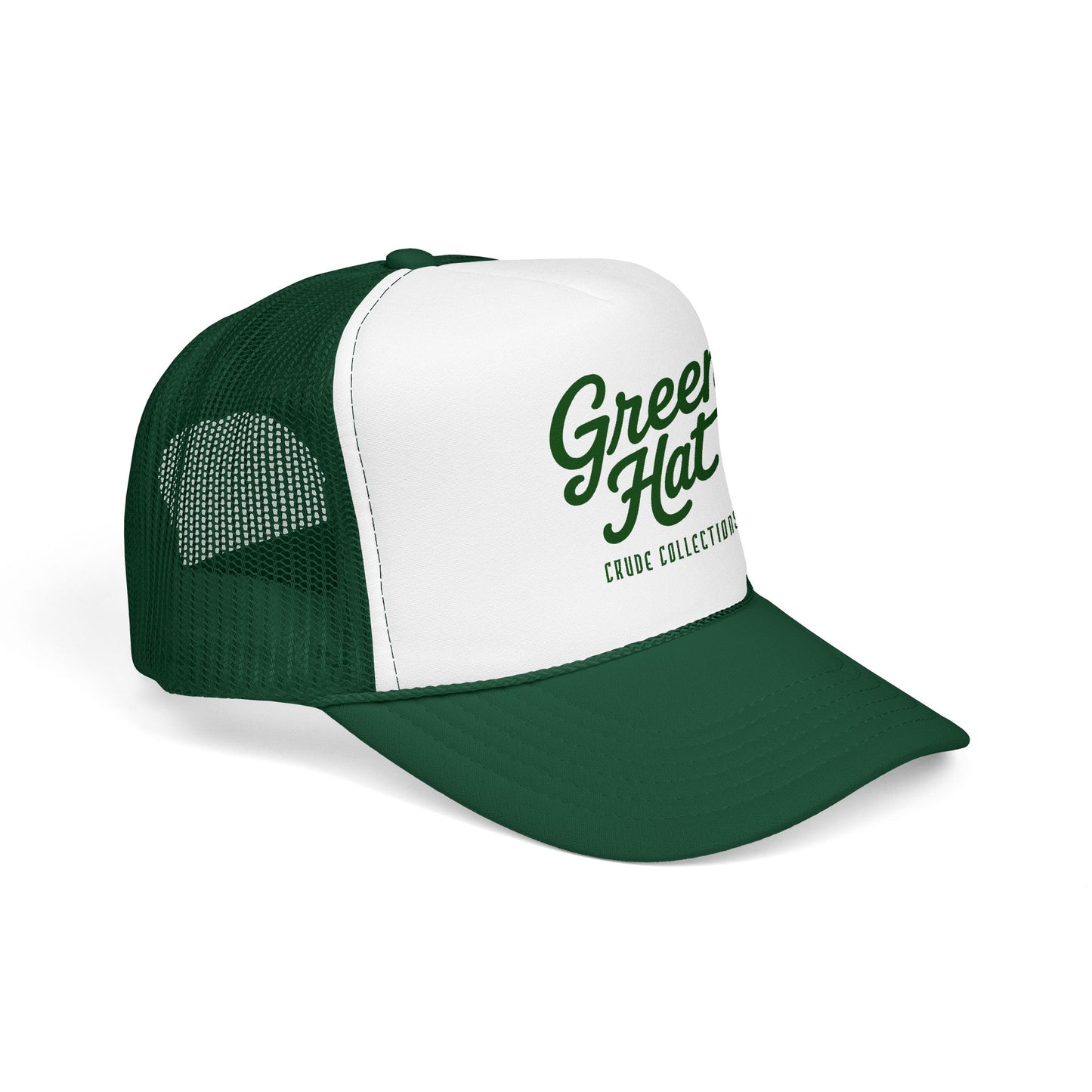 Green Hat Trucker Cap — Retro Foam Mesh