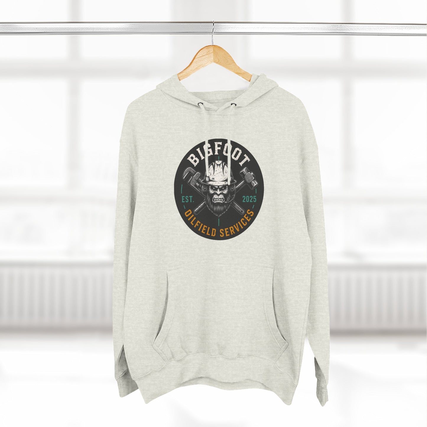 Bigfoot Oilfield Services Hoodie – Vintage Sasquatch Logo Fleece Pullover