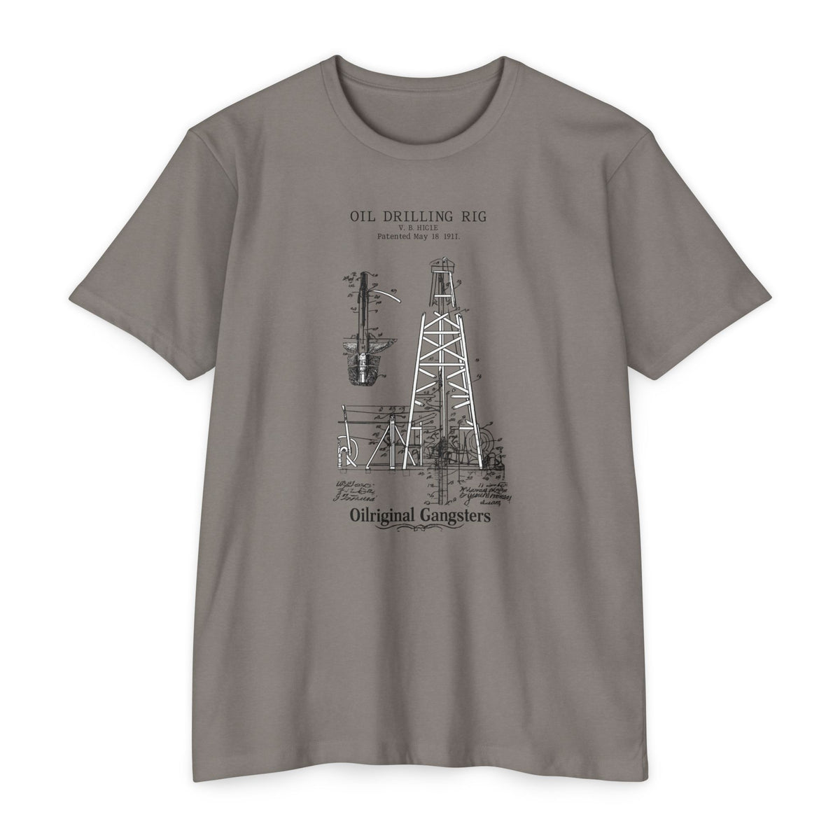 Oil Drilling Rig Vintage Diagram T‑Shirt