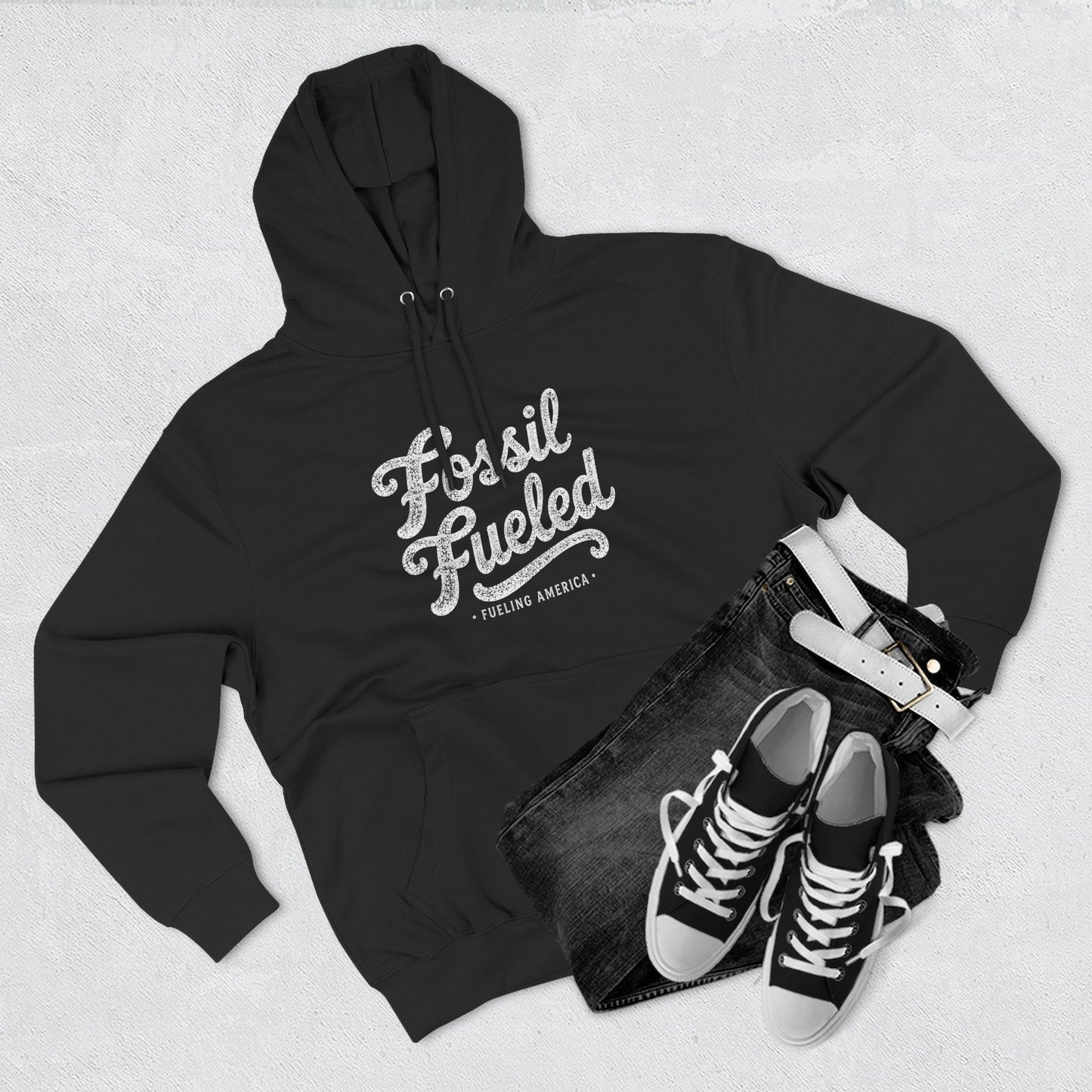Fossil Fueled Hoodie Retro Script