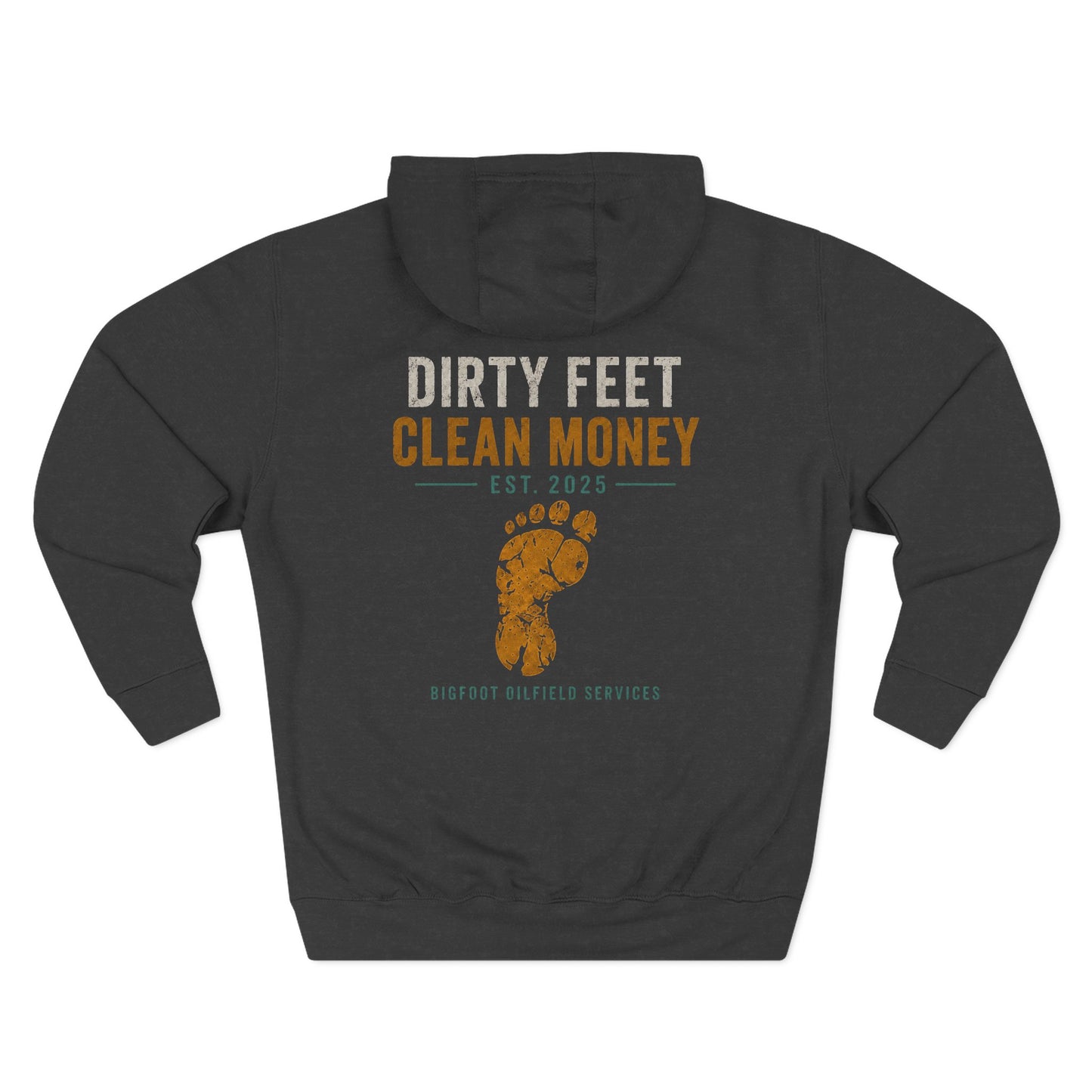 Dirty Feet Clean Money Hoodie — Graphic Outdoor Adventure Pullover
