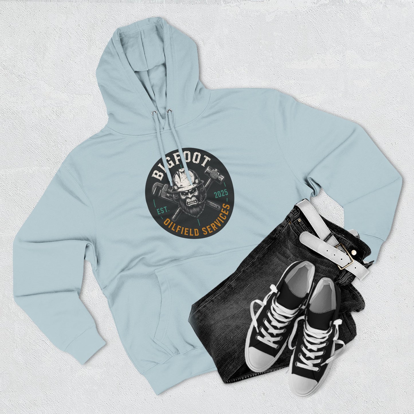 Bigfoot Oilfield Services Hoodie – Vintage Sasquatch Logo Fleece Pullover