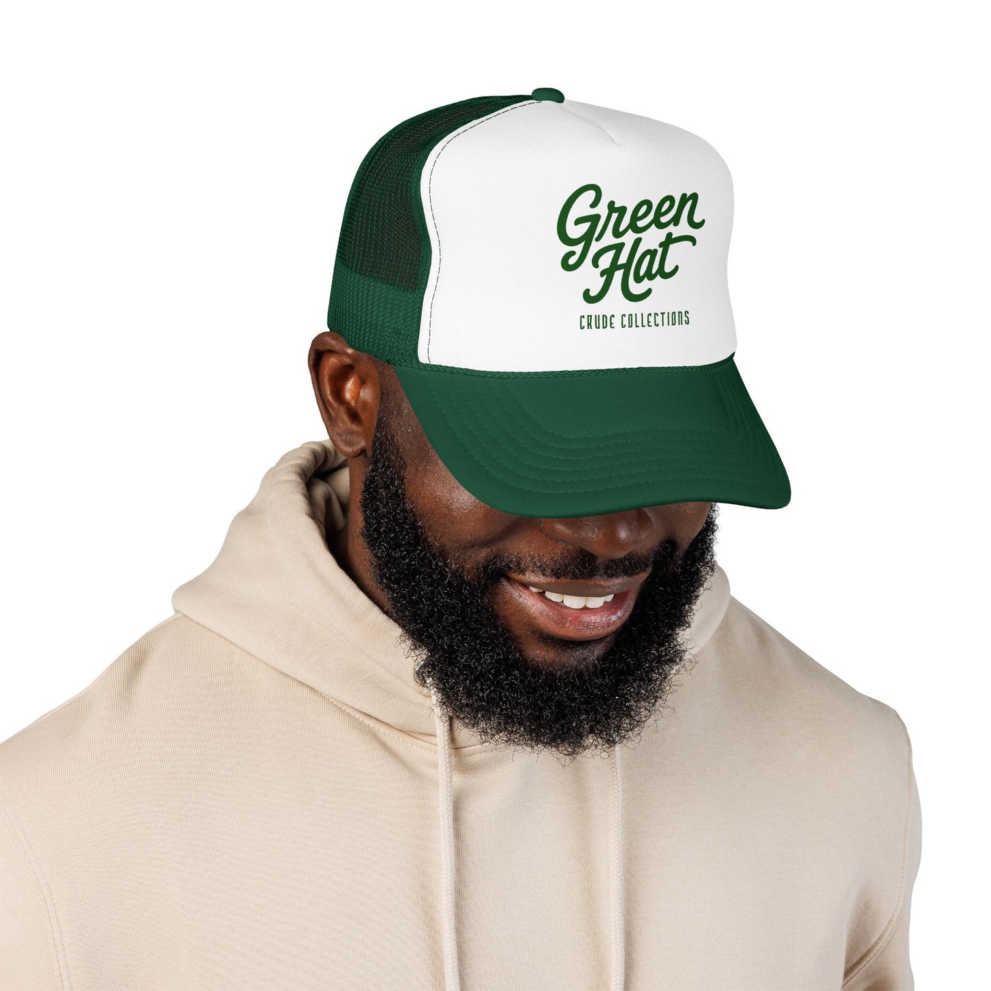 Green Hat Trucker Cap — Retro Foam Mesh