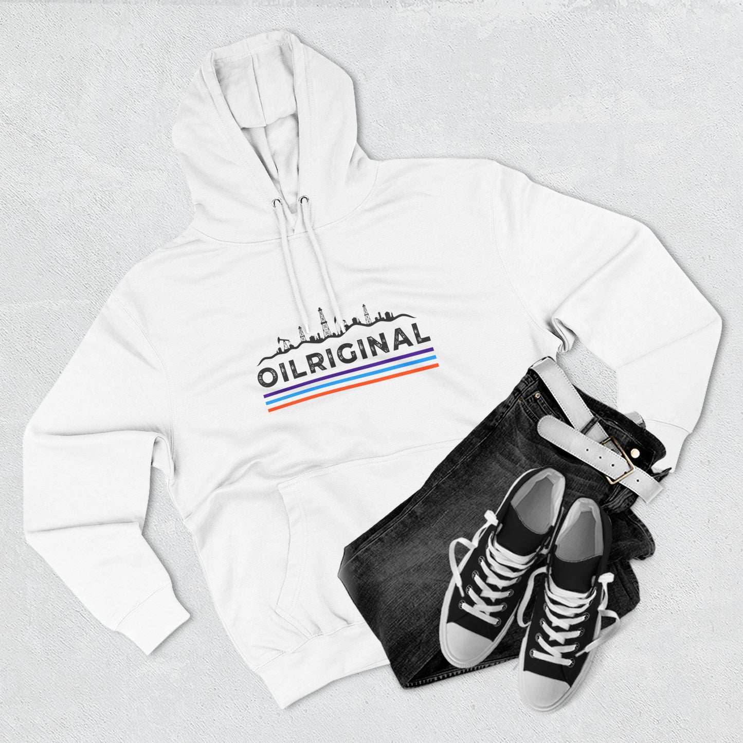 Oilrig Original Hoodie — Vintage Offshore Skyline Graphic Pullover