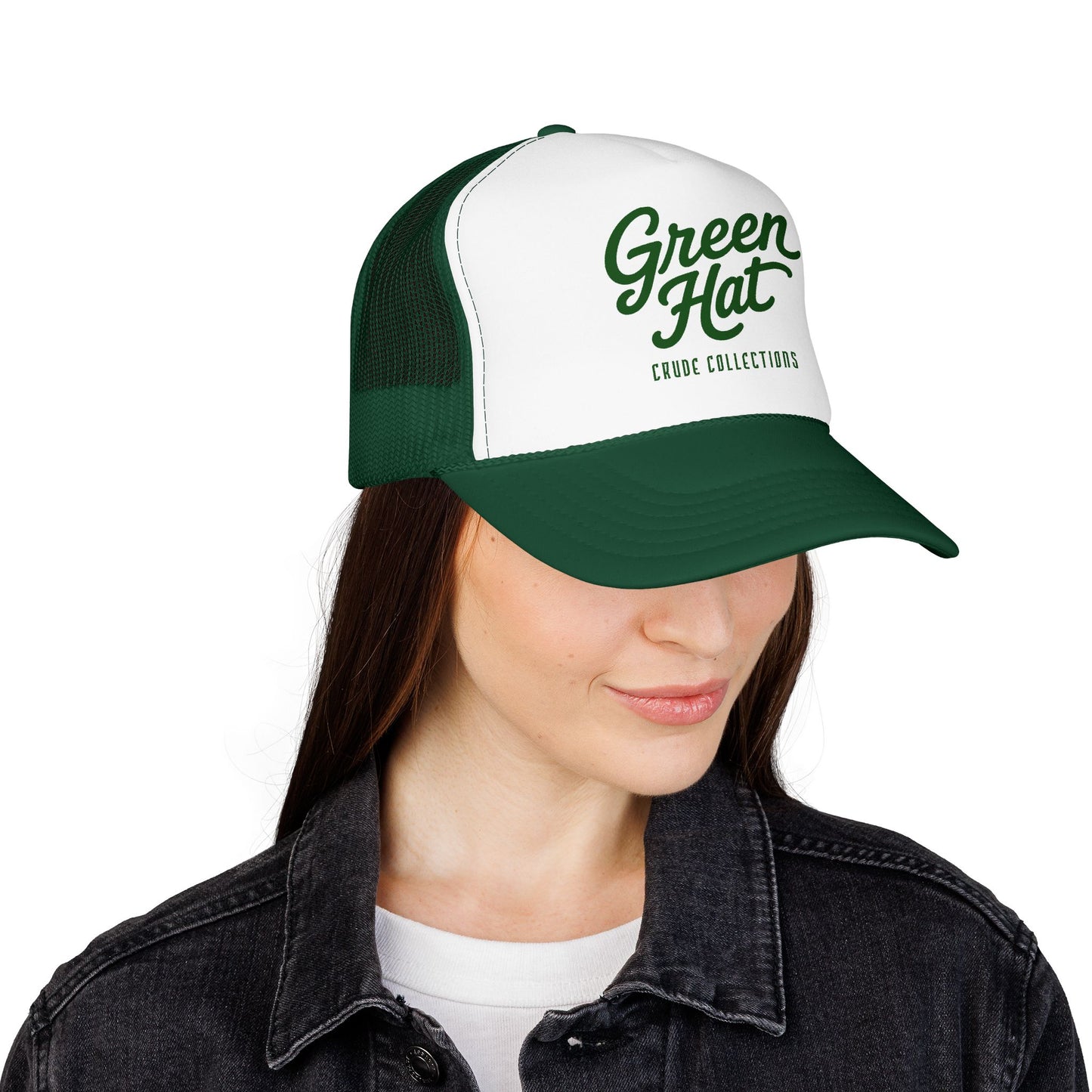 Green Hat Trucker Cap — Retro Foam Mesh