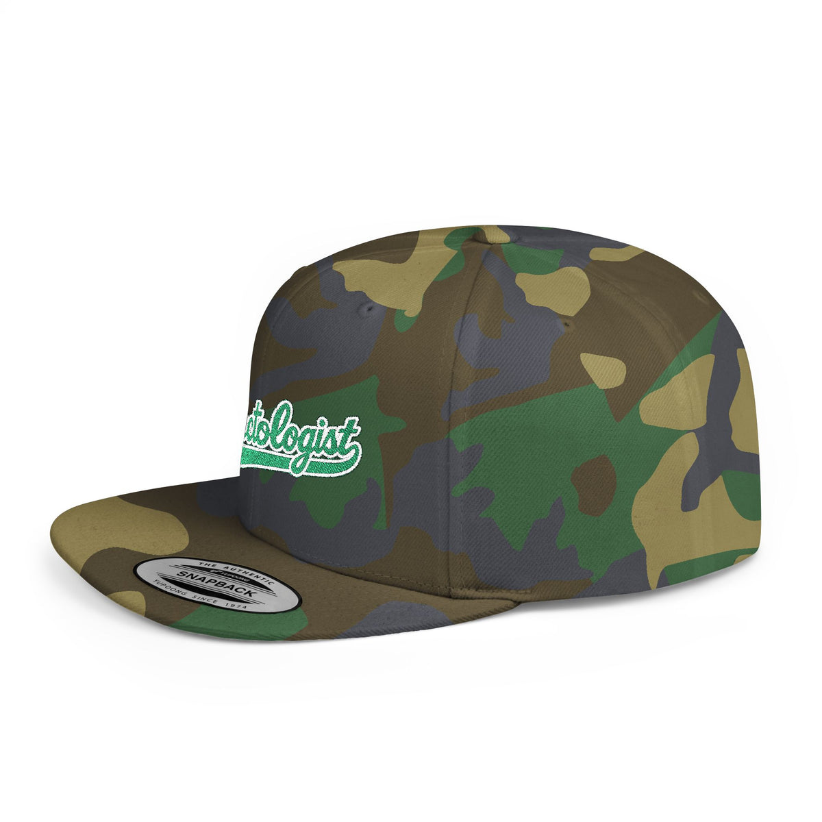 Fractologist Snapback Hat — Retro Script Flat-Bill Baseball Cap