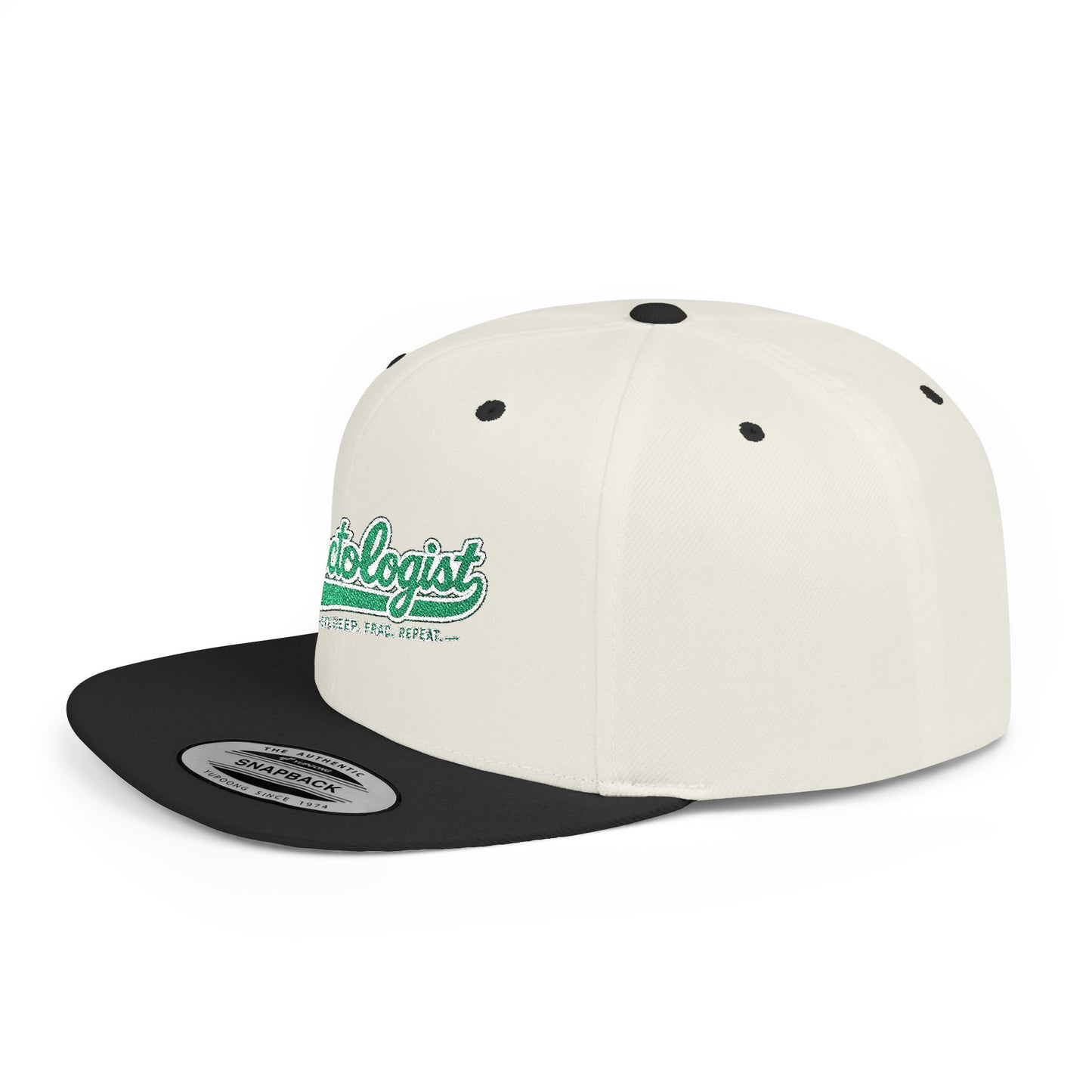 Fractologist Snapback Hat — Retro Script Flat-Bill Baseball Cap