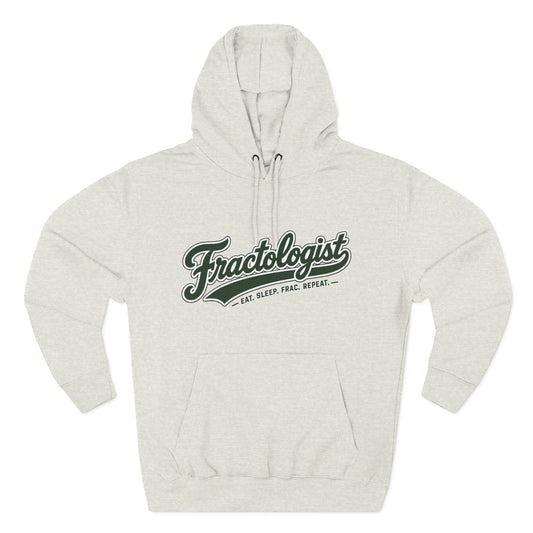 Fractologist Hoodie - Retro Script ‘Eat. Sleep. Frac. Repeat.’ Fleece Pullover