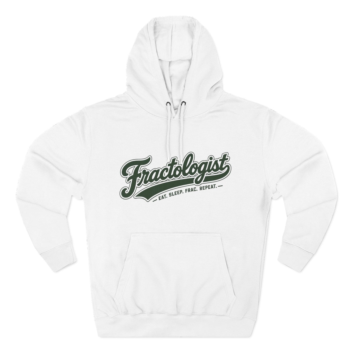 Fractologist Hoodie - Retro Script ‘Eat. Sleep. Frac. Repeat.’ Fleece Pullover