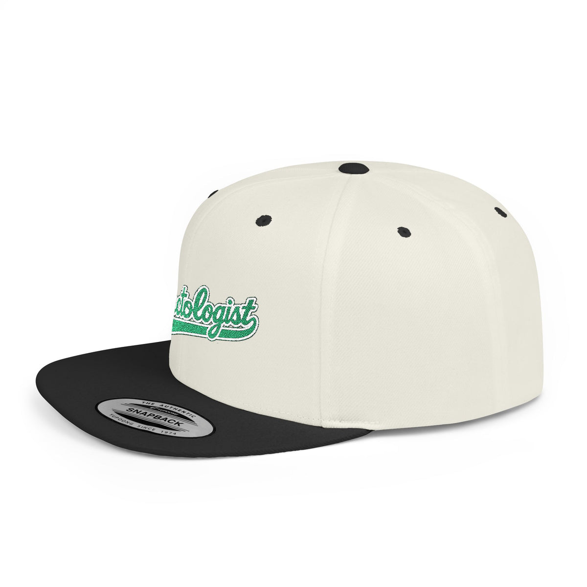 Fractologist Snapback Hat — Retro Script Flat-Bill Baseball Cap