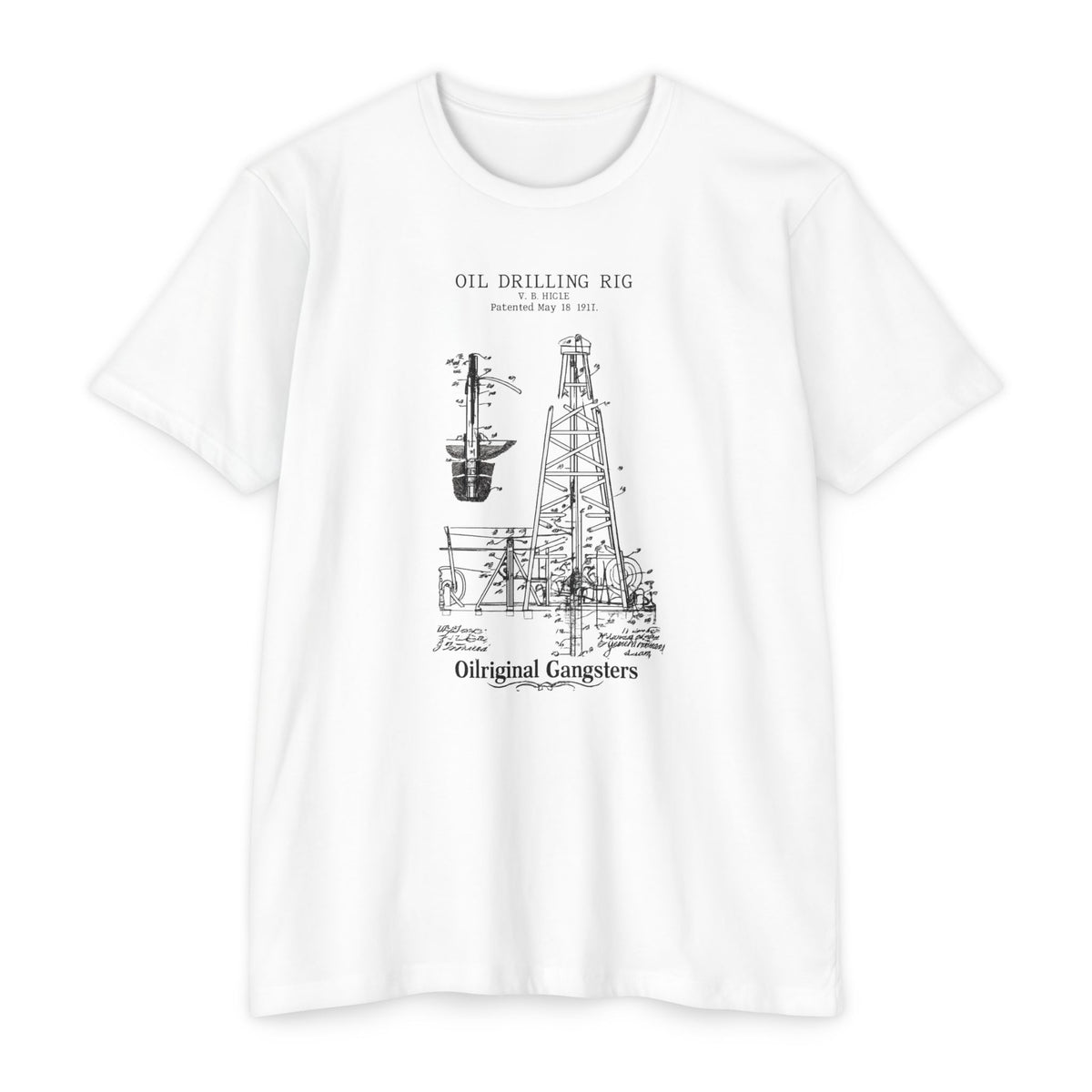 Oil Drilling Rig Vintage Diagram T‑Shirt