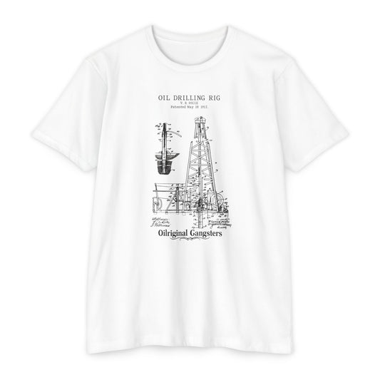 Oil Drilling Rig Vintage Diagram T‑Shirt