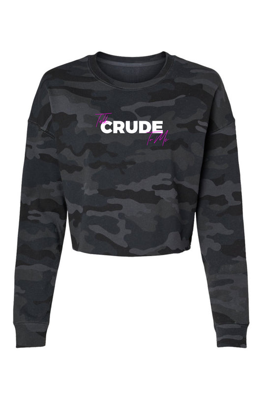 Talk Crude To Me Lightweight Camo Cropped Crew