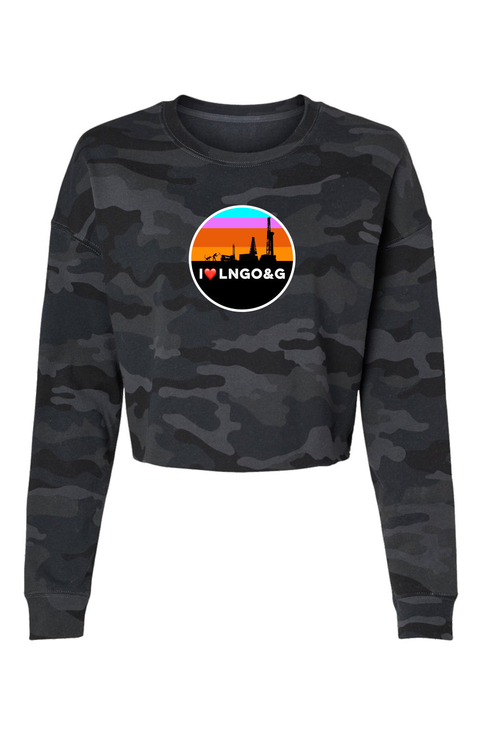 I Love LNGOG Lightweight Camo Cropped Crew