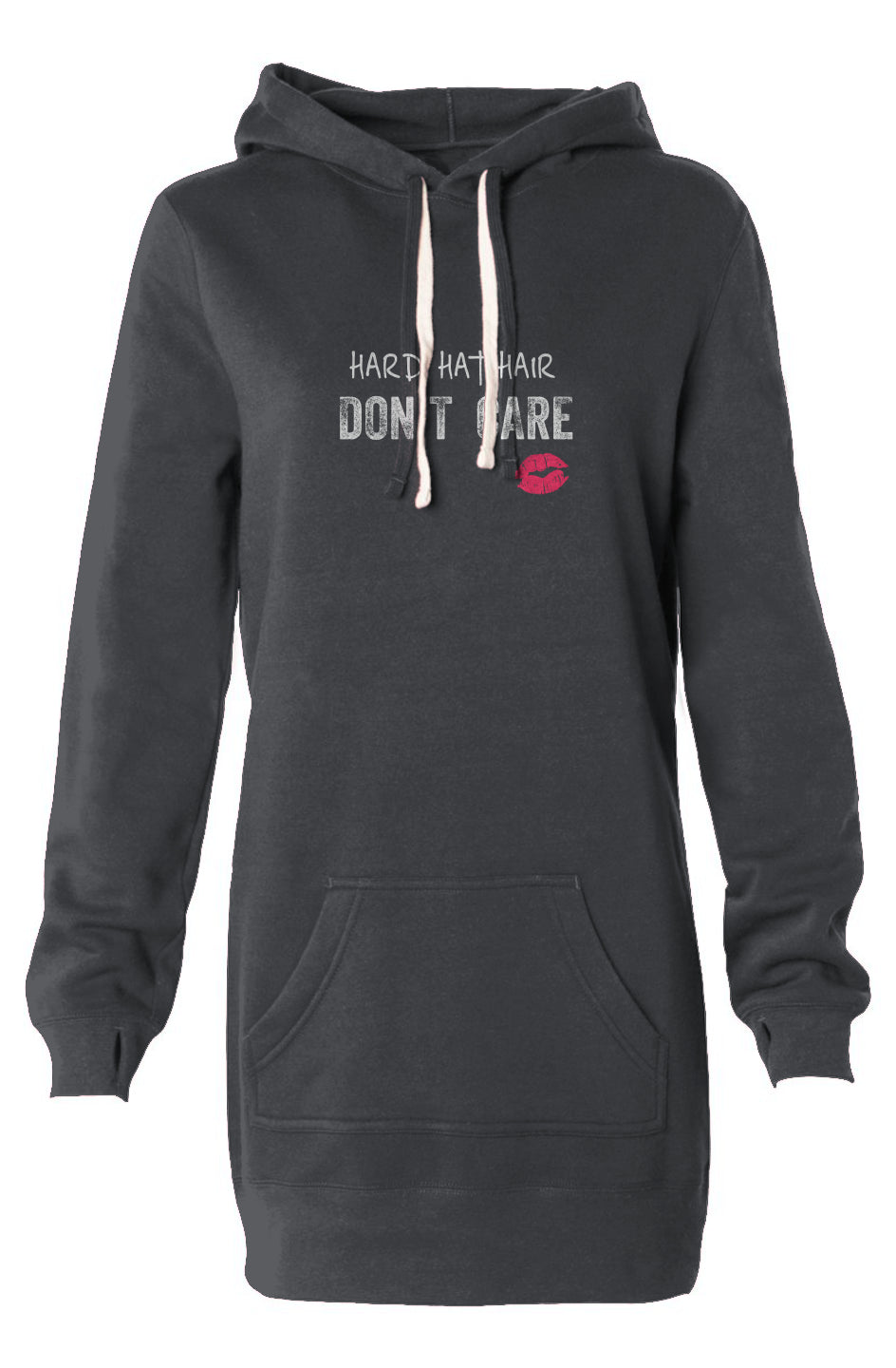 Hard Hat Hair Don't Care Hooded Sweatshirt Dress