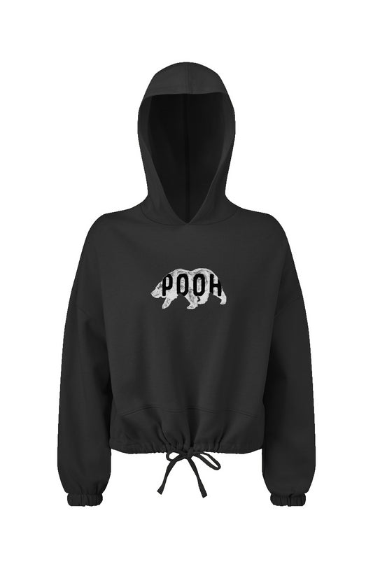 POOH Bear Ladies' Cropped Oversize Hooded Sweatshirt